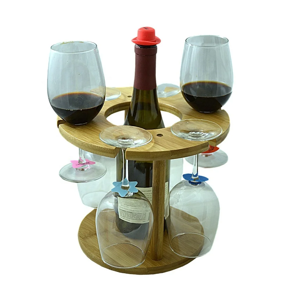 

Wholesale Bamboo/Wooden Wine Glass Rack/Bamboo Wine Bottle and Glass Holder