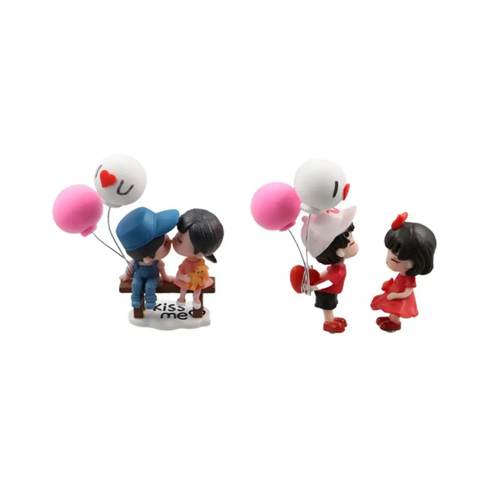 

Home Decor Car Ornaments Resin Cartoon Cartoon Couples Model Toys Cute Creative Kiss Balloon Action Figure Car Decoration