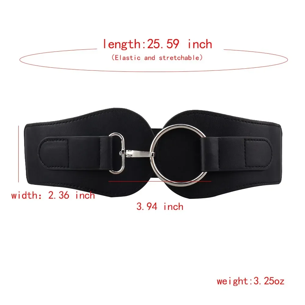 Luxury Ladies 1 Piece Wide Belt Elastic Vintage Buckle Leather Wide Fashion Wild Pin Buckle Women Waist Belt Autumn Embellished