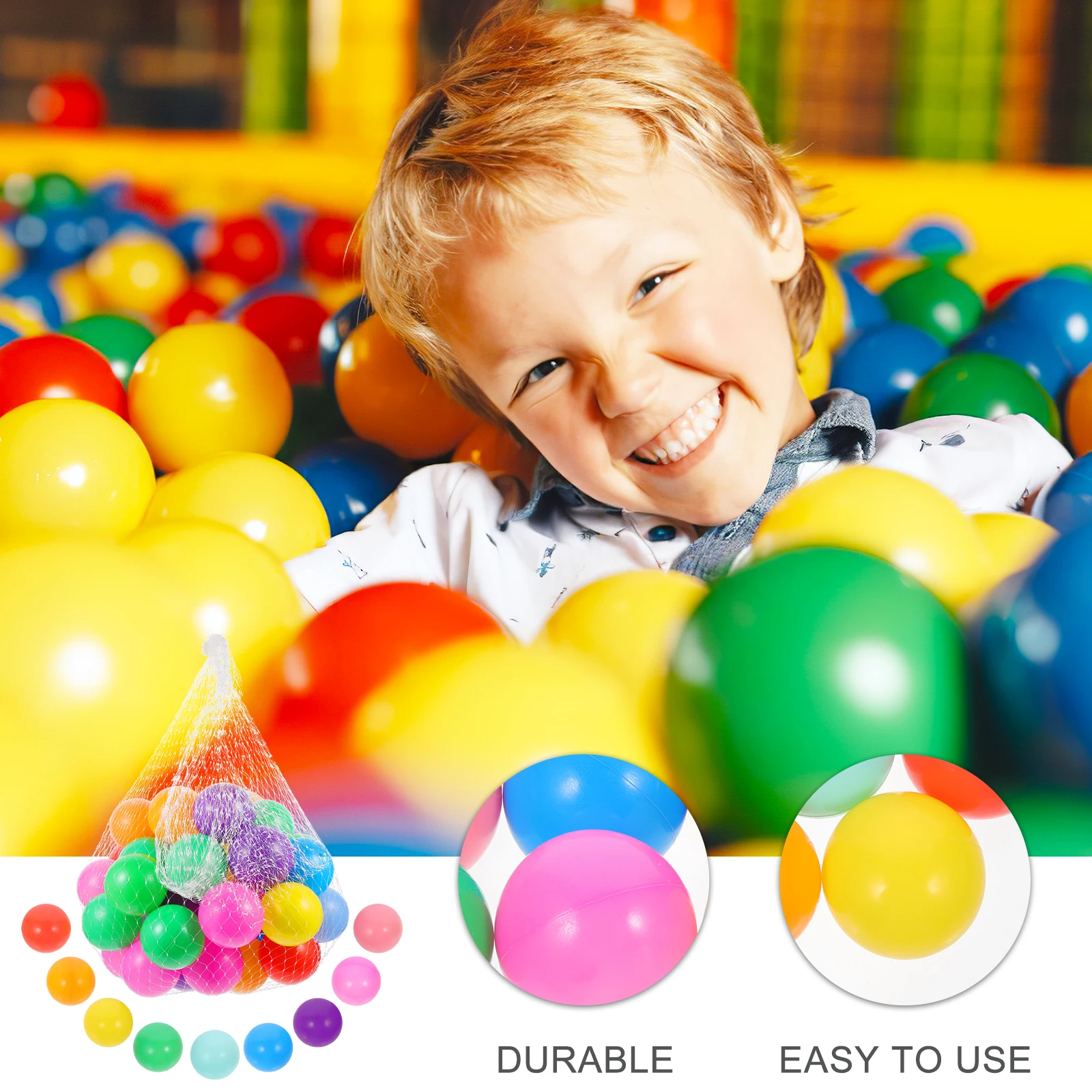 50個 プラスチックボール 子供用 ポータブル プレイボール 小さめ ピット キッズ ビーチゲーム おもちゃ 幼児用