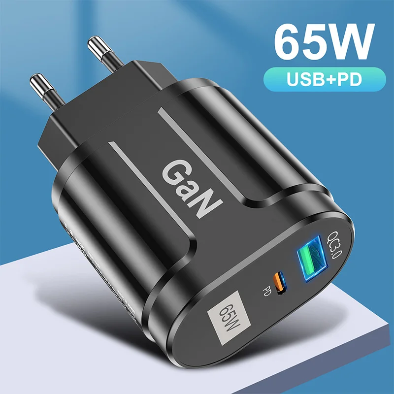 65W 2-portowy ładowarka PD USB 33W USB-C PD + 33W QC3.0 FCP AFC Adapter szybka ładowarka ścienna wtyczka ue dla 12 13 14 14Pro