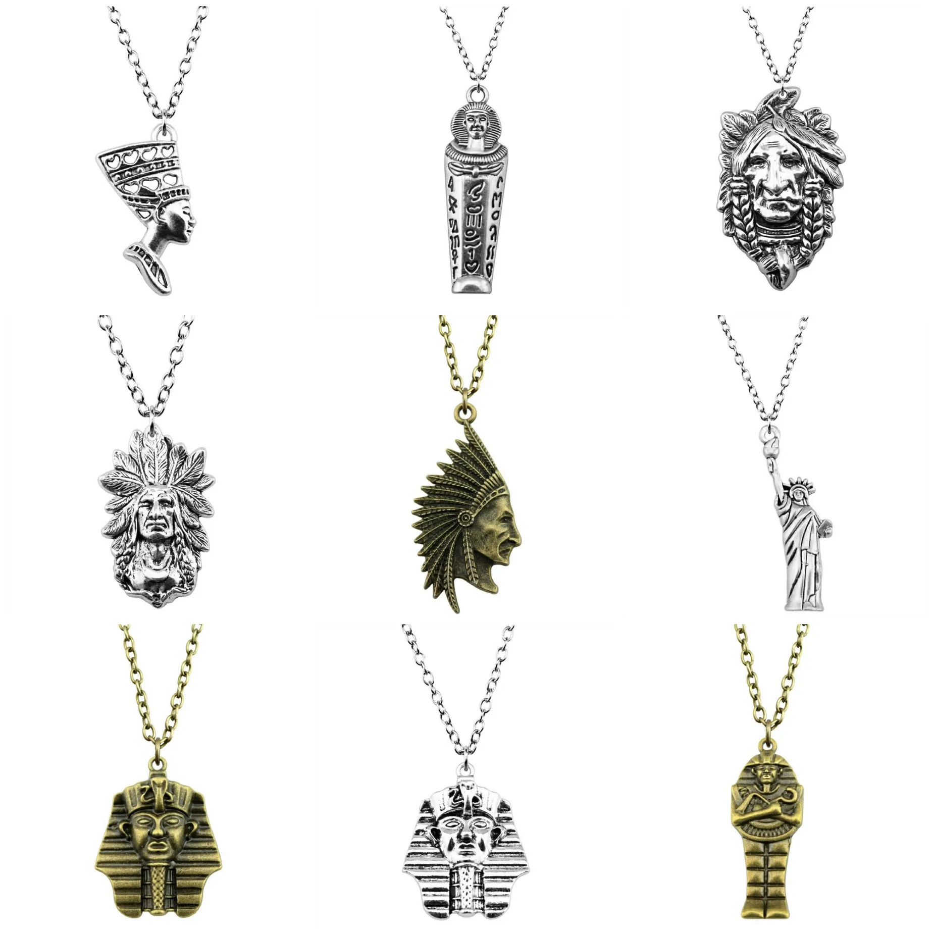 Pharaoh Chief Egyptian Vintage Symbol Necklaces Pendant Necklace With {CHAIN} For Women Jewelry Accessories