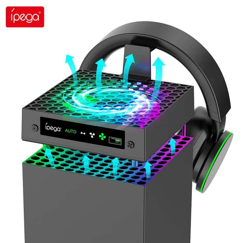 

For Xbox SeriesX Console Intelligent Temperature Control Base Multifunctional Cooling Fan Bracket Handle Storage Dustproof