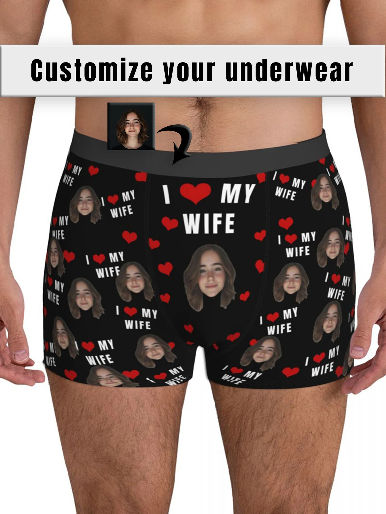 Personalized Face Photo Underwear Custom Boxer Briefs Custom Men Valentine's Day Gift For Husband Anniversary Gift for Dad