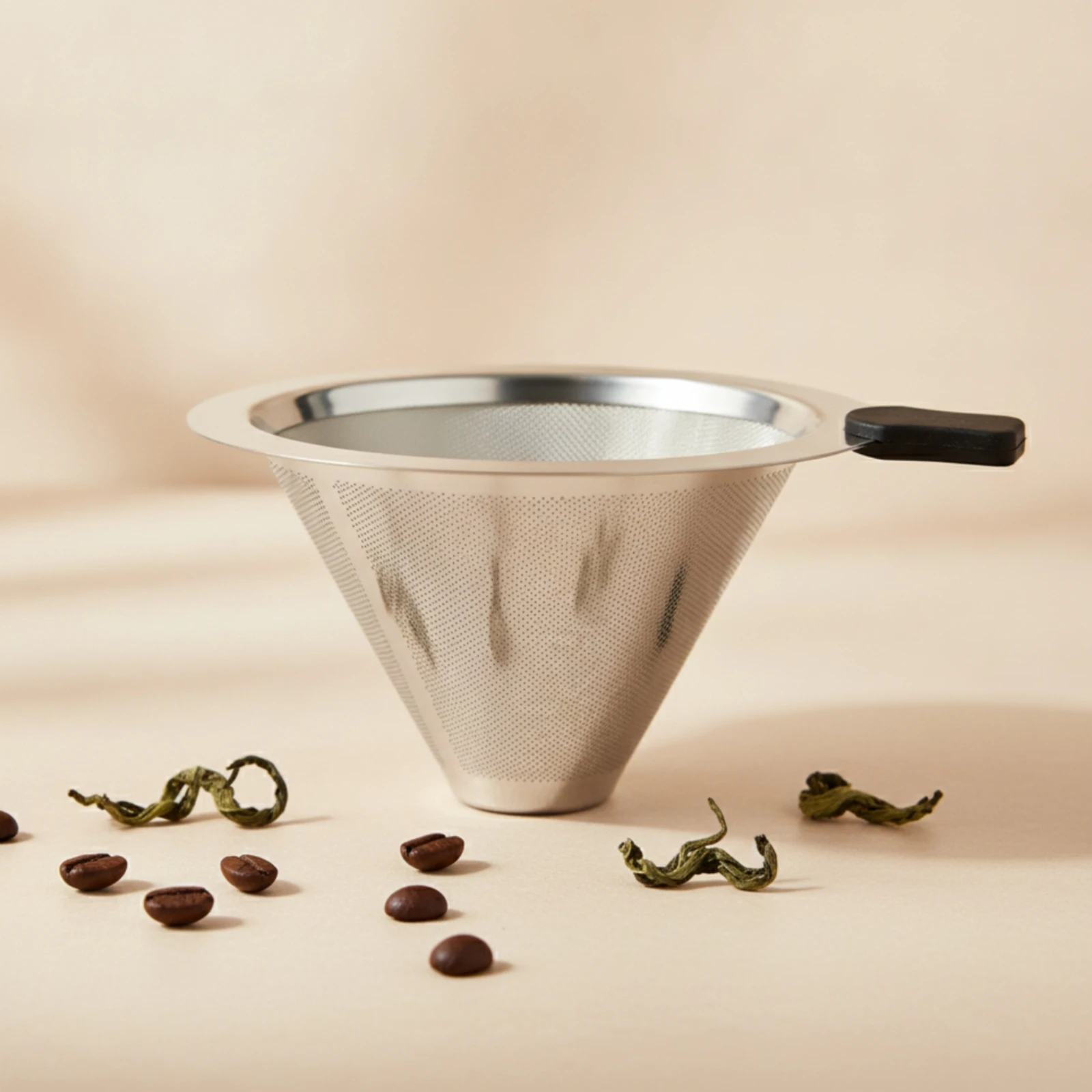Double Mesh Coffee Strainer Easy to Clean Paperless Coffee Dripper Kitchenware Cleanable for Baristas, Office, Cafe