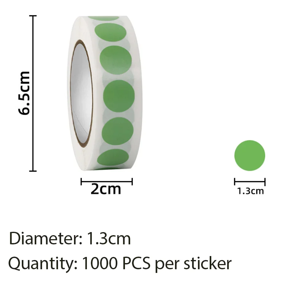 1,3 cm 2000 szt. Okrągłe kolorowe naklejki, usuwalne samoprzylepne etykiety z kodowaniem kolorów, idealne kolorowe naklejki w kropki