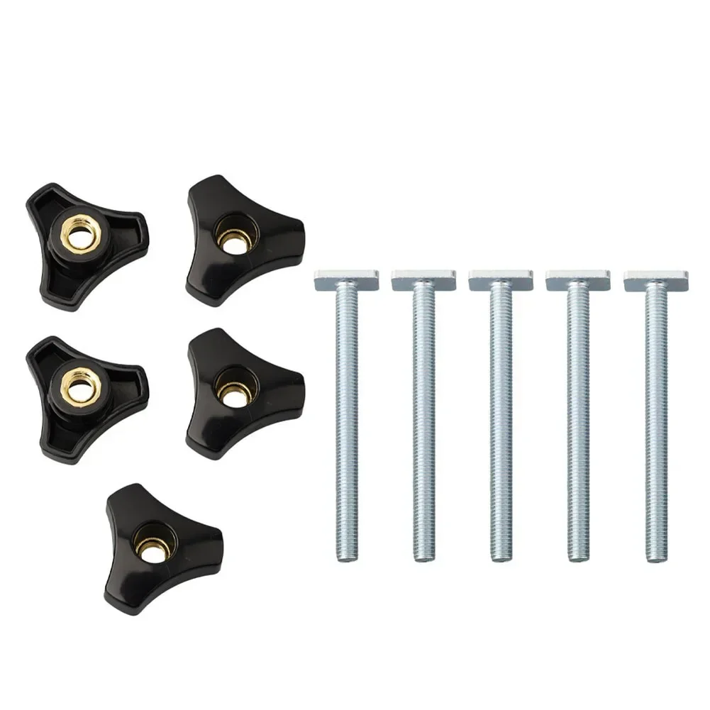 

5 Sets M8 T-Track Bolts Knobs T Slot Bolts And Knobs Clamps For Woodworking Jigs 100 X34x18mm Plastic,metal