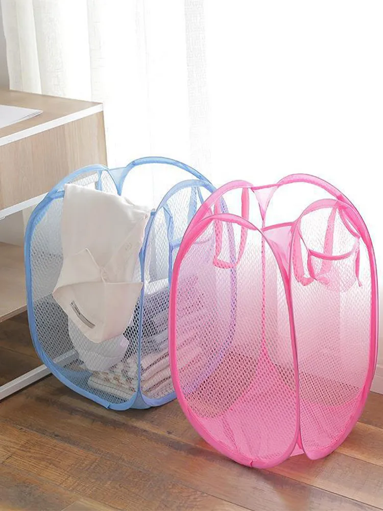 New Foldable Dirty Clothes Basket Storage Basket Color Mesh Clothes Dirty Clothes Basket For Household Bathroom Laundry Sorting