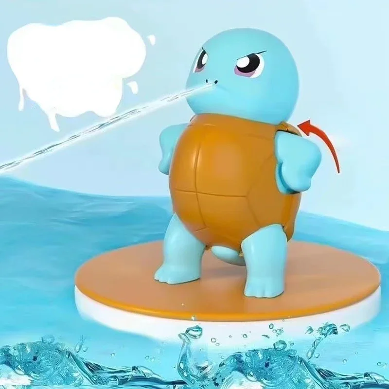 Pokemon Water Gun Anime Figure Squirtle Summer Children\'s Handheld Small Water Pistol Beach Toys Playing Swimming Bared Water