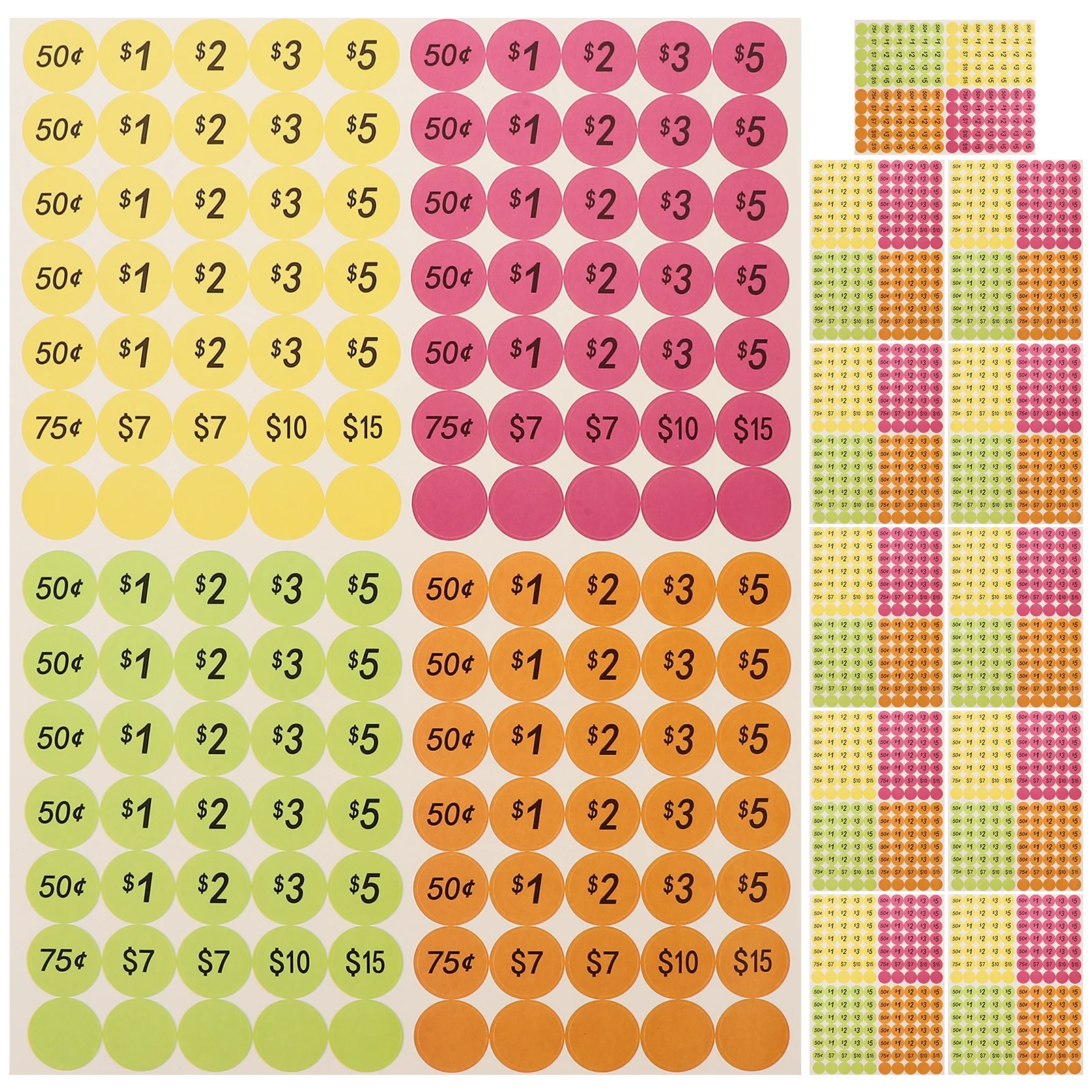 

20 Sheets Price Tag Paper Colorful Pricing Stickers Simple Use for Market Sale Retail Store Price Labels
