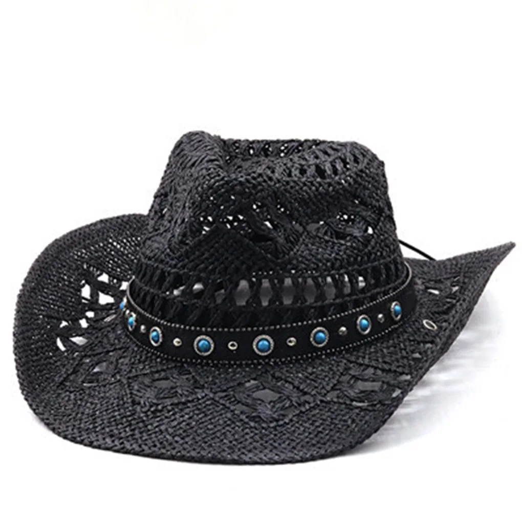 Sombrero de paja de vaquero, gorra de ala ancha para playa, gorras de protección solar para vacaciones, color caqui
