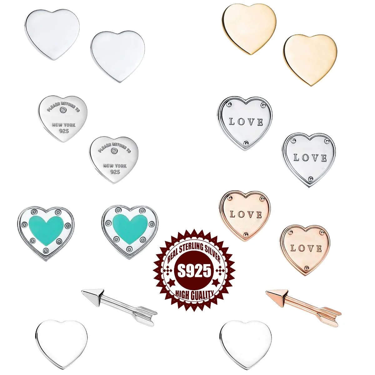 Popular Classic TF Heart-shaped Earrings In Various Styles, Suitable For Various Evening Parties, With Various Colors To Choose