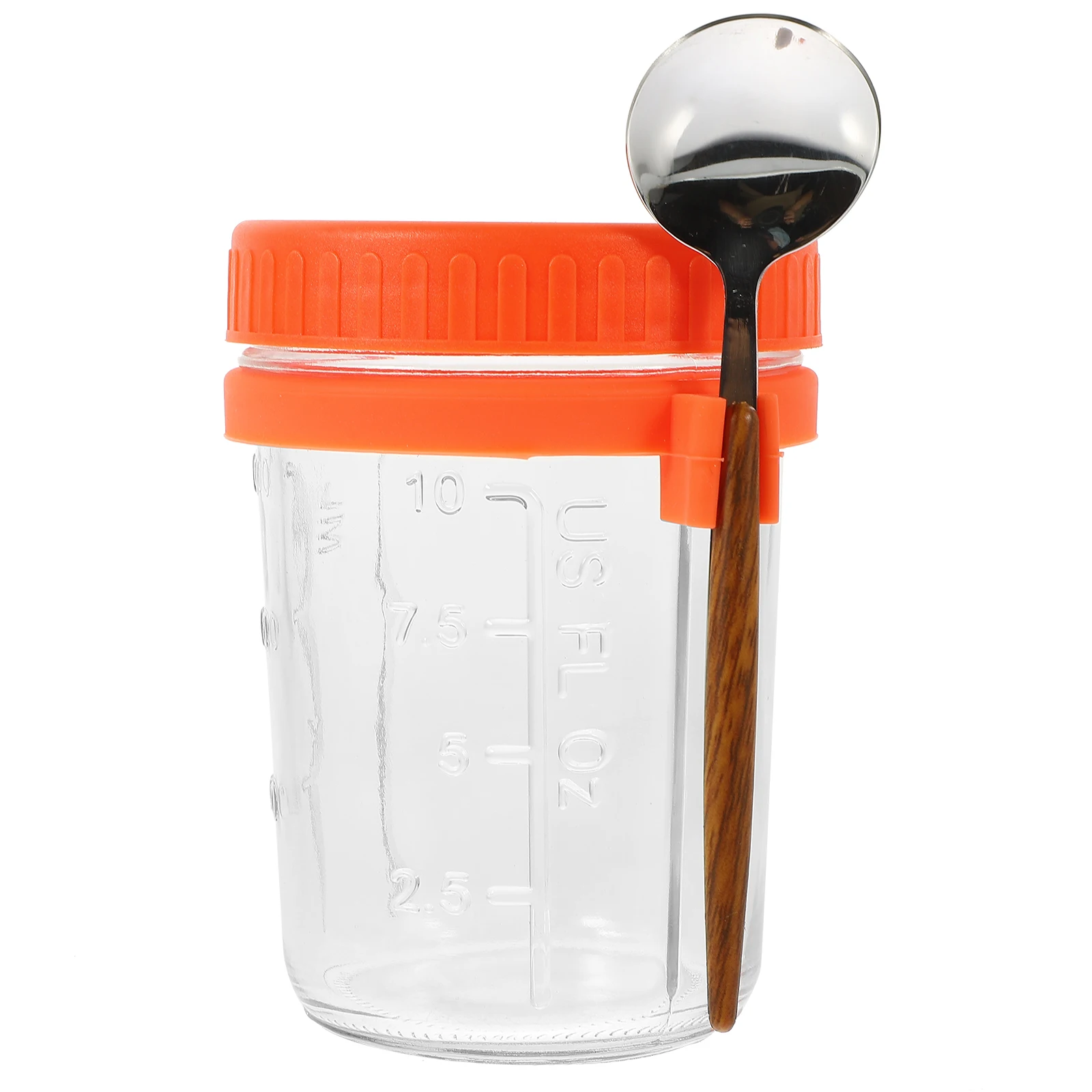 

1 Set Overnight Oats Container Airtight Glass Jar with Lid Spoon Household Breakfast Cup Portable Food Storage for Salad Snacks