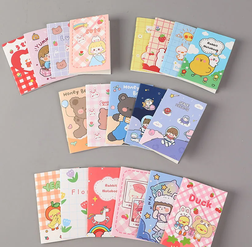 50Pcs Cartoon Creative Cute Mini Notebook Student Prize Gift Notebook Pocket Notepad Diary Plan Memorandum Notebooks Stationery