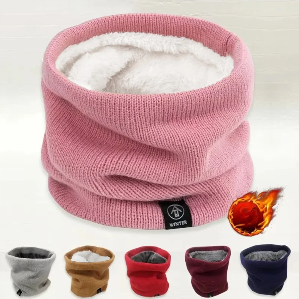

Winter Warm Knitted Neck Scarf for Women Men Plush Full Mask Tutdoor Cashmere Solid Snood Neck Scarves Thick Bufanda Muffler