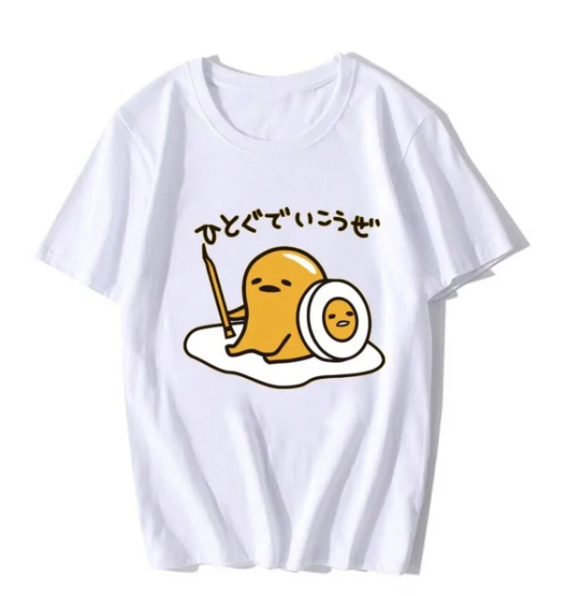 Camiseta con estampado de huevo perezoso para mujer, camisetas de Gudetama, camisa de manga corta, camisetas Kawaii Harajuku, camisetas góticas estéticas para mujer