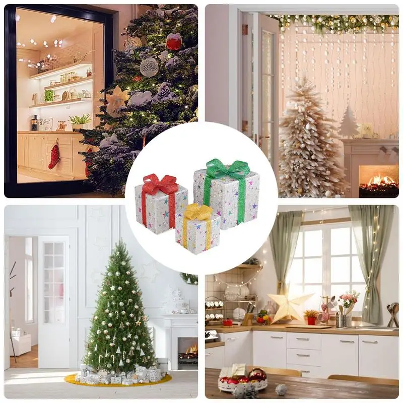 Christmas Lighted Boxes Decoration Glowing Outdoor Light Up Christmas Boxes Christmas Glowing Decoration With Waterproof Battery