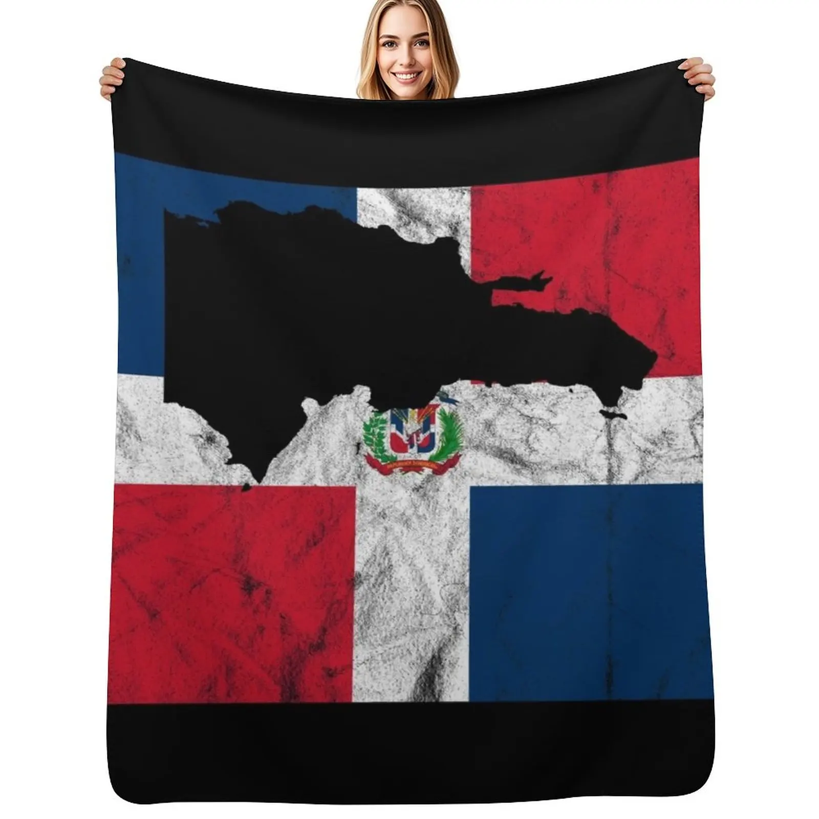 

Dominican Republic Silhouette Flag Throw Blanket All Season Soft Lightweight Blanket for Home