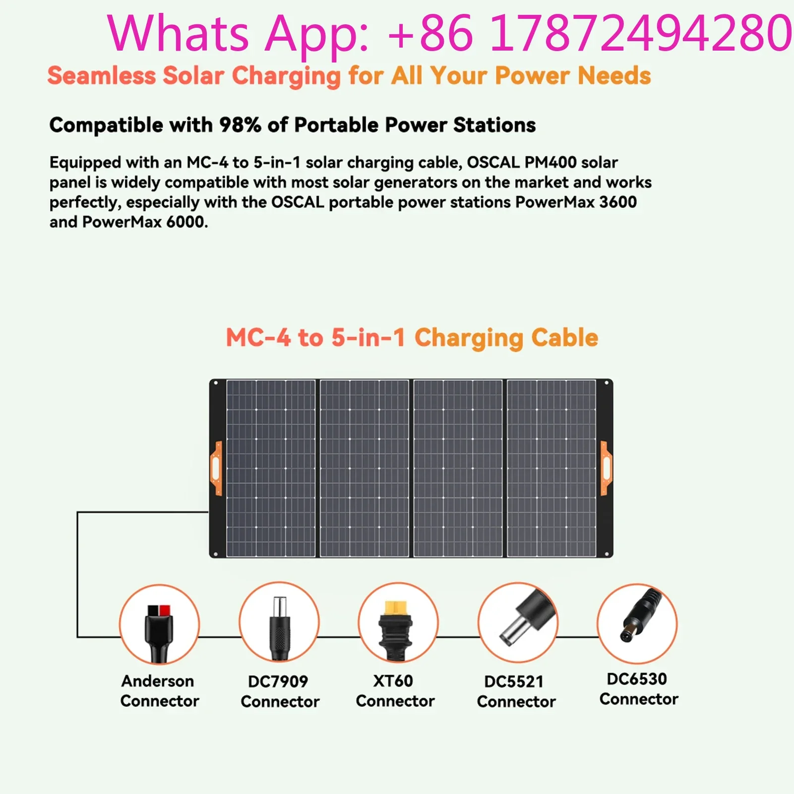 Oscal PM400 400W Foldable Solar Panel 23% High Efficiency Monocrystalline Cells Adjustable Kickstand IP65 Water Repellent