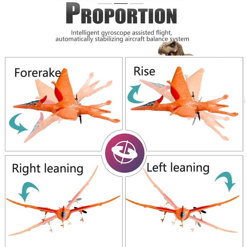 Avion de dinosaure et ptérosaure télécommandé en mousse EPP pour enfants, jouets d'avion RC Partners Wing, ER foetal, cadeaux pour garçons, 2.4G