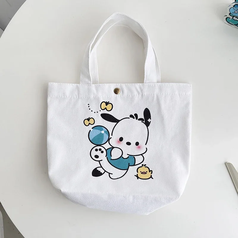 Hello Kitty Women Shoulder Tote Bags Sanrio Cartoon Canvas Handbag with Hasp Girls Gift Luxury Brand Bag High Quality Designer image 4