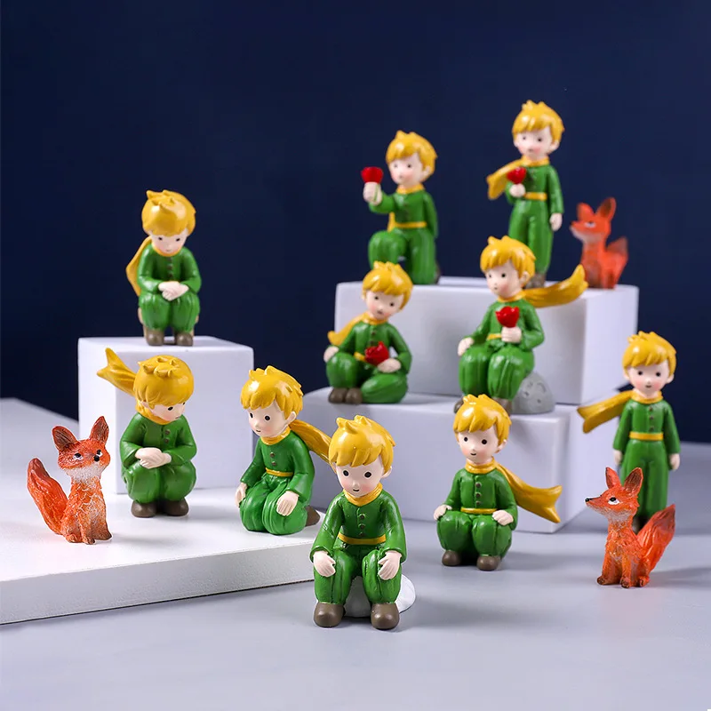 Mini Resin Little Prince Figurines Fairy Cartoon Model Rose Action Fox Figures Miniatures Desktop Ornament Home Decoration