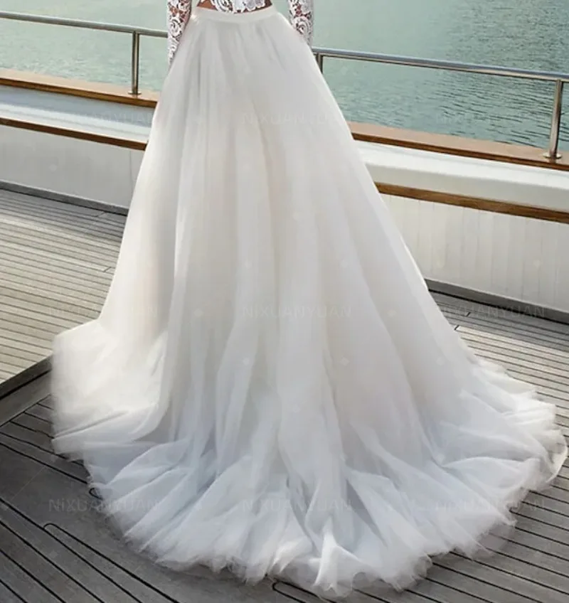 Robe de Mariée avec Traîne Amovible, 3 Couches de Tulle Perfect, Jupe de Mariée