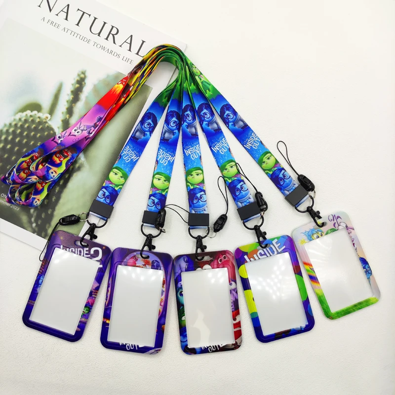 Disney Inside Out Credential Badge Holder Kawaii Card Holders Student Campus Lanyard Cards Holder Neck Straps for Kids Gift
