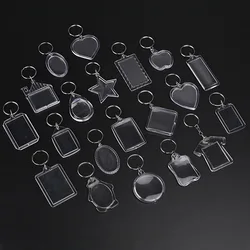 5Pcs DIY Transparent Blank Acrylic Insert Photo Picture Frame Keyring Keychain