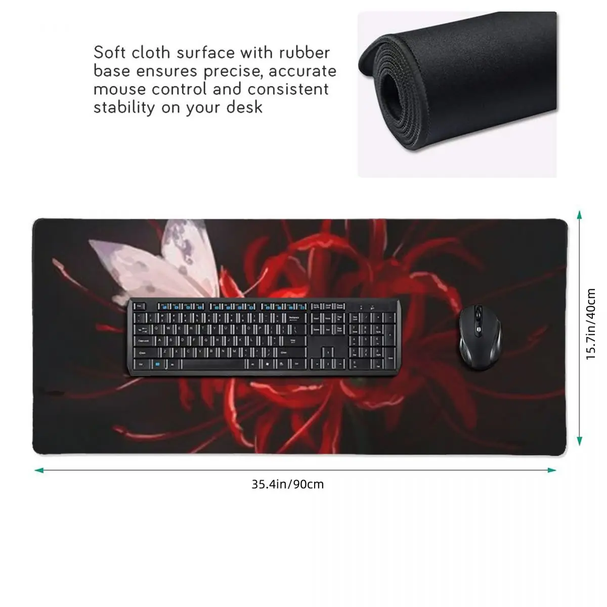 Lycoris Radiata In Dark Large Mouse Pad Computer Keyboard Mouse Mat Gaming PC Laptop Desk Mat Office Accessories Table Mats