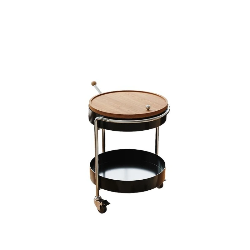 medieval trolley rack, living room side table, movable small coffee table, sofa side table, wrought iron double layer