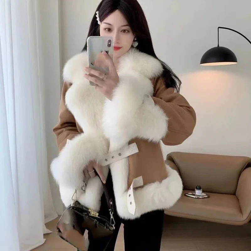 High End Fashion Faux Mink Fur Jacket 2025 New Winter Thicken Warm Elegant Fluffy Short Fur Coats High Quality Fox Fur Outwear