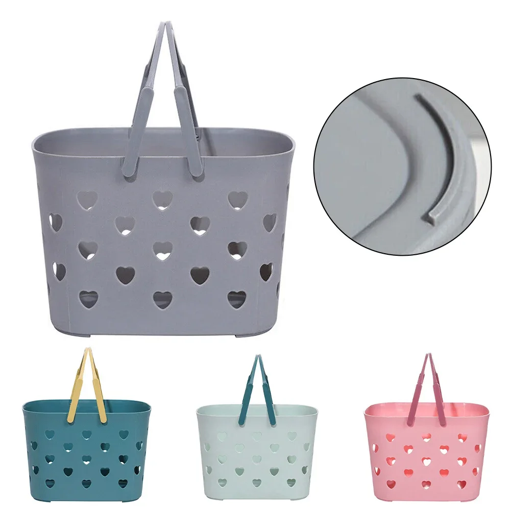 1pc Shower Caddys Basket Bathroom Storage With Handle Hollow Out Vegetable Basket Home Kitchen Bathroom Storage Tools