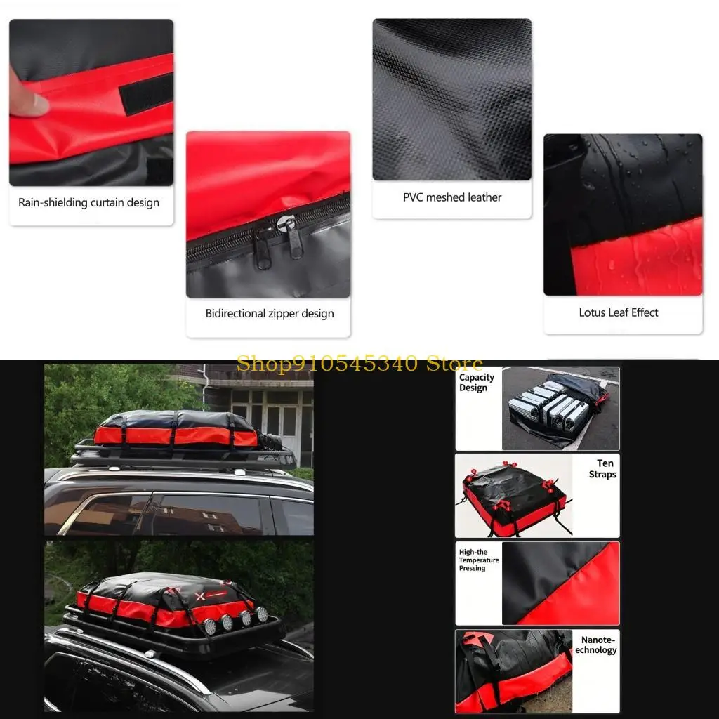 U2JA Weather Resistant Vehicle Roof Storage Bag For Camping Hiking With Strengthened Fasteners And Door Attachments