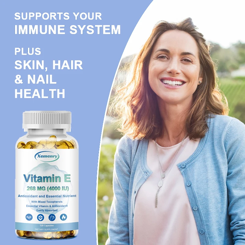 Vitamin E Softgels To Support Antioxidant Health and Immune System Non-GMO