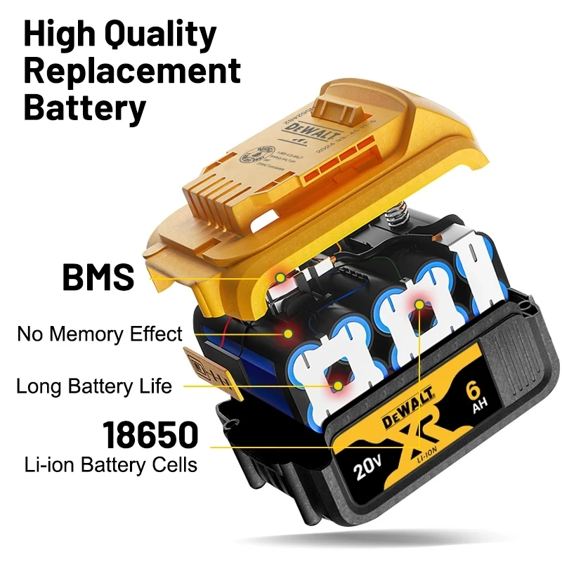 Original Dewalt 20v Battery DCB206 echargeable Lithium Ion Dewalt Battery 20v DCB200 DCB205 DCB606 DCB609 DCD805 Power Tool