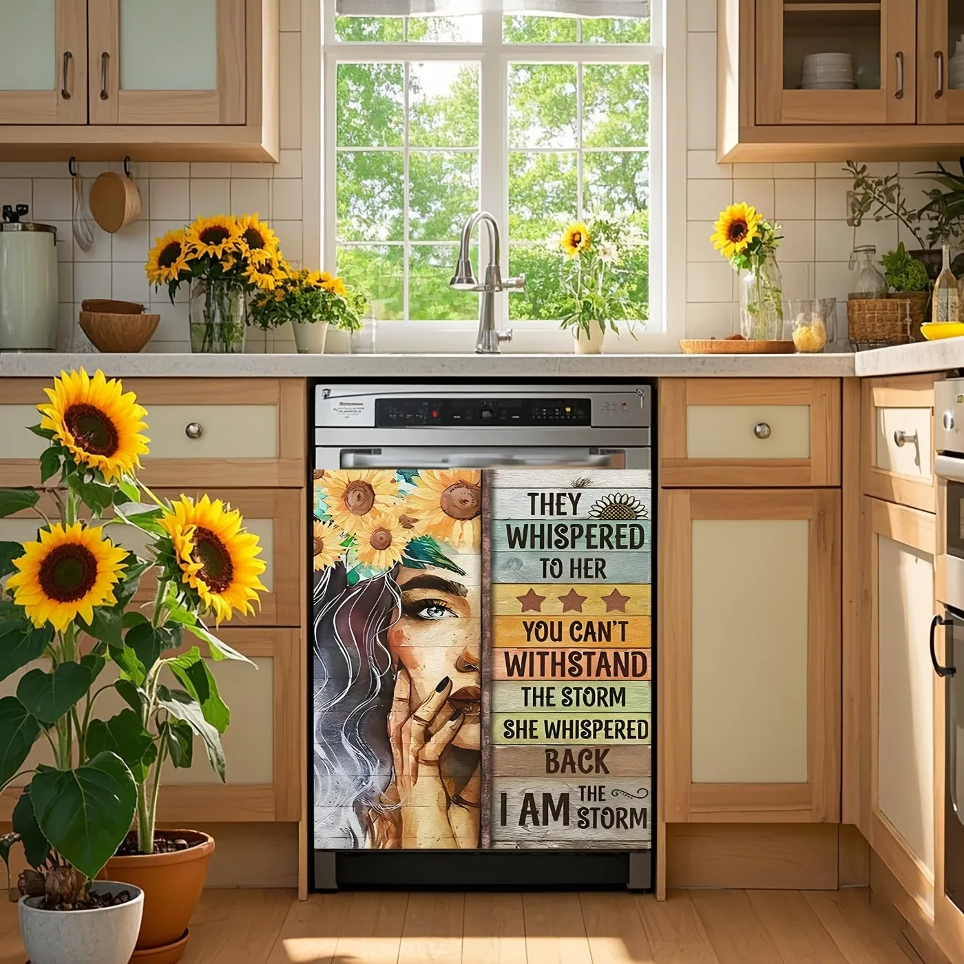 1 aimant décoratif en forme de tournesol – Décoration inspirante pour lave-vaisselle, pour le courage, la force et l'encouragement positif