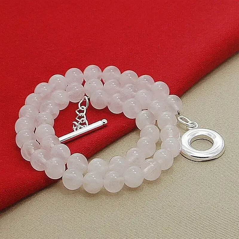 Pearl Harmony 8mm White Pearl 925 Sterling Silver Necklace Chain Fashion Jewelry