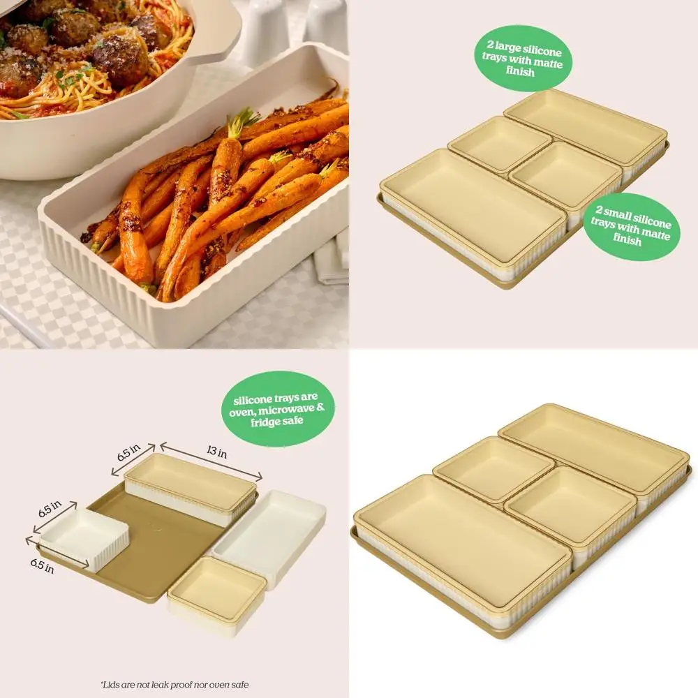 

Набор для выпечки из 9 предметов с антипригарным покрытием, 2 большими и 2 маленькими противнями, 4 крышками и 1 противнем, безопасным в духовке до 450 ° Ф