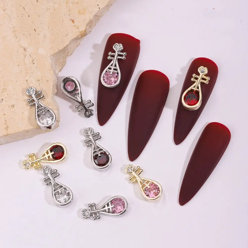 Luxury Lute Alloy Rhinestones Nail Ornaments Chinese Guitar Style Series Nail Accessories Manicure Decoration