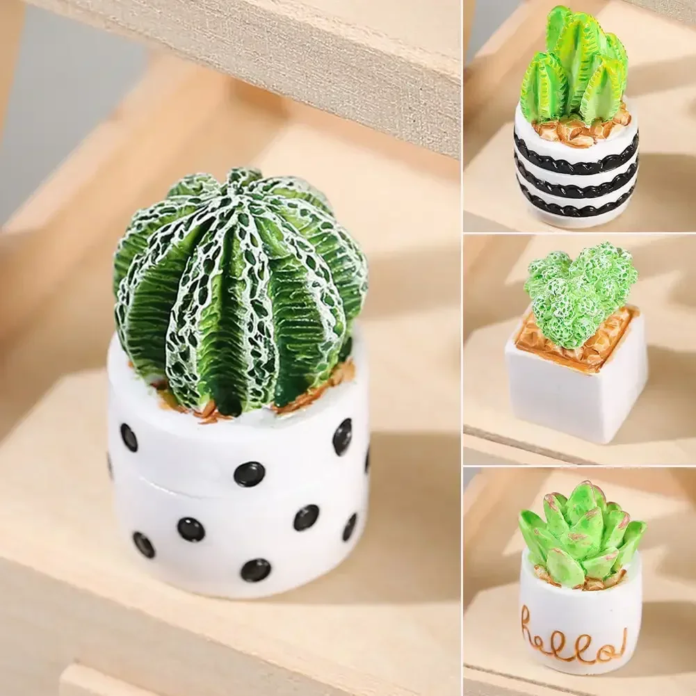 Mini maceta de resina para casa de muñecas, florero en miniatura, simulación de planta en maceta, Micro adorno, muebles para casa de muñecas,