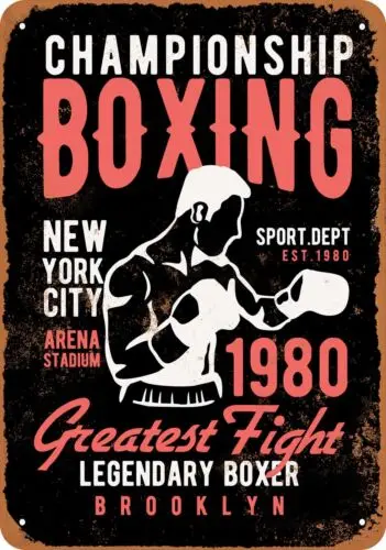 1e,Metal Sign - Championship Boxing Greatest Fight (BLACK) -- Vintage Look