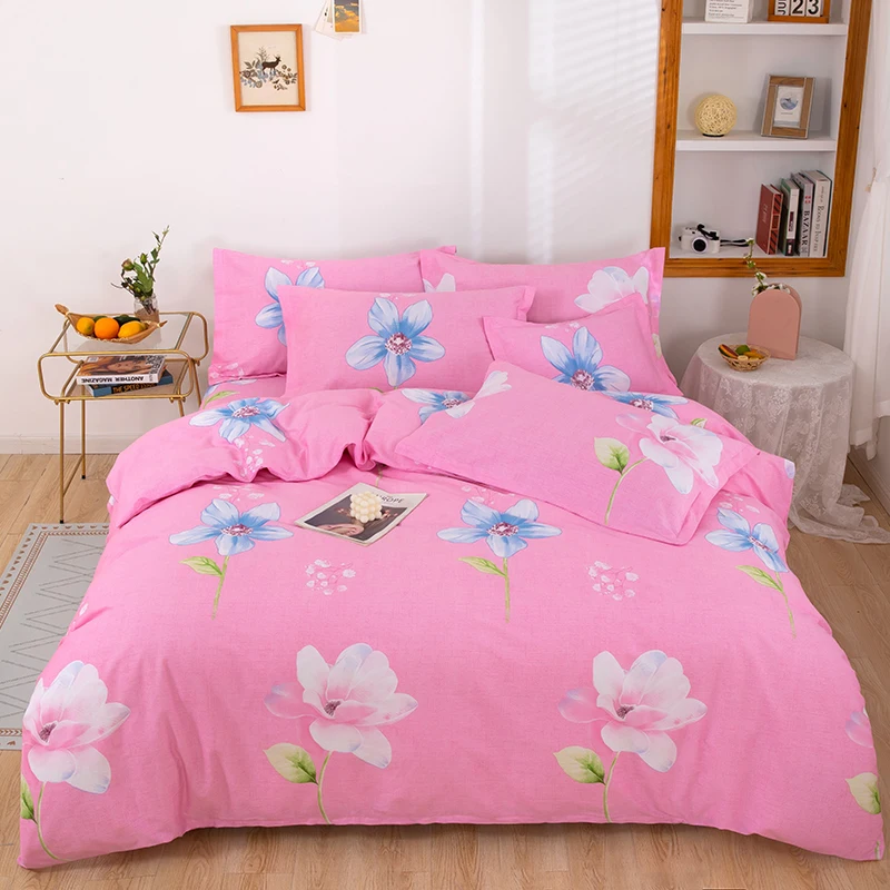 

Мягкий комплект постельного белья из 100% хлопка с цветочным принтом, пододеяльник с наволочкой, постельное белье, покрывало, наволочки, комплекты одеял