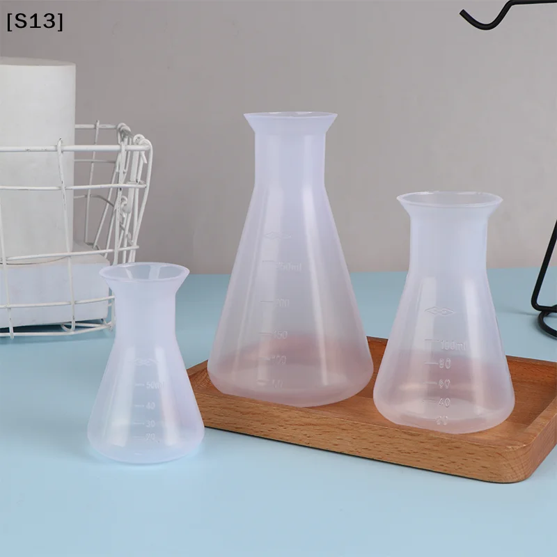 1Pc 50/00/250ml Plastic Erlenmeyer Flask Narrow Neck Conical Triangle Flask Chemistry Laboratory Analysis Instrument[S13]