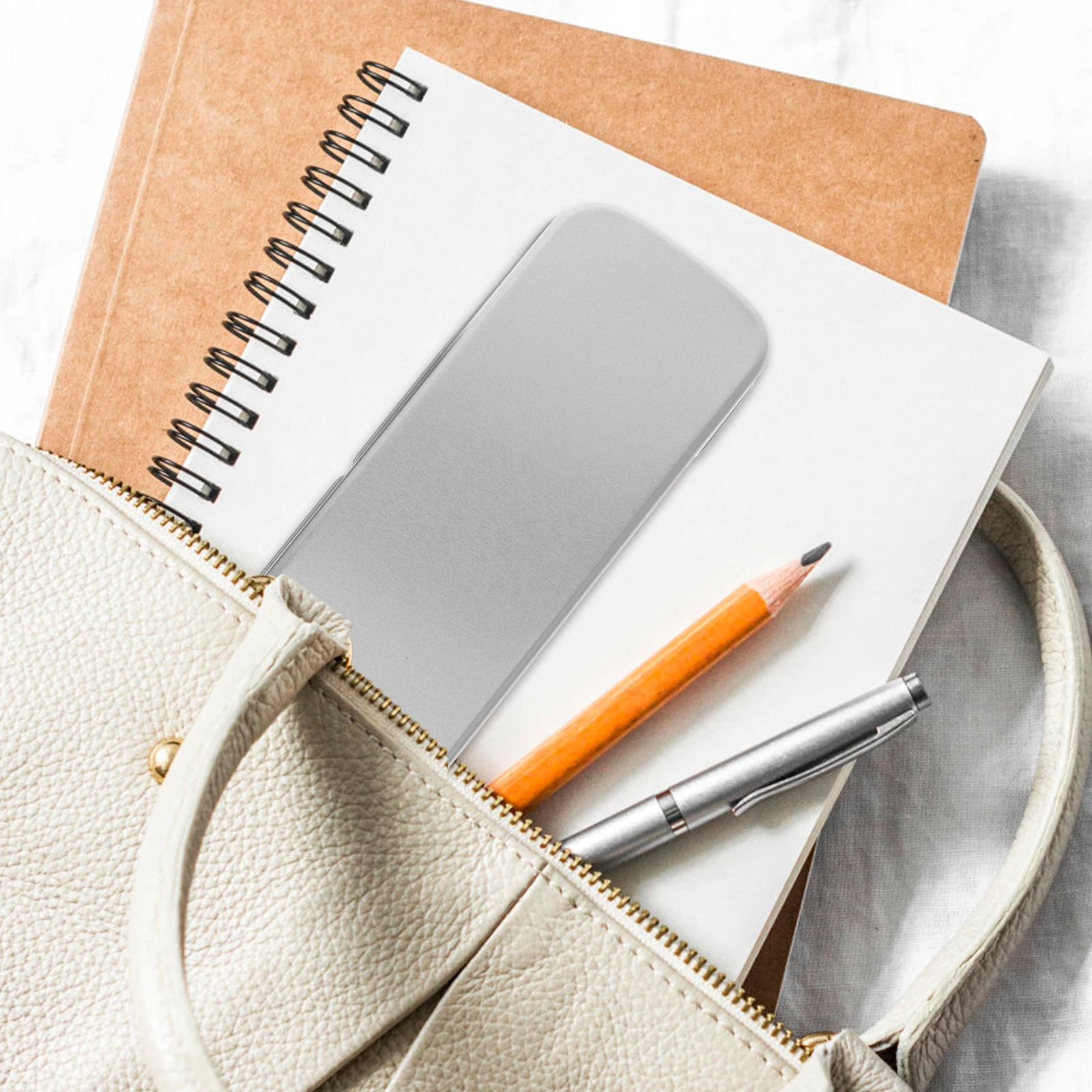 

2pcs Silver Metal Pencil Boxes Durable Tinplate Rectangle Design Metal Pencil Box Visual Window School Supplies Storage