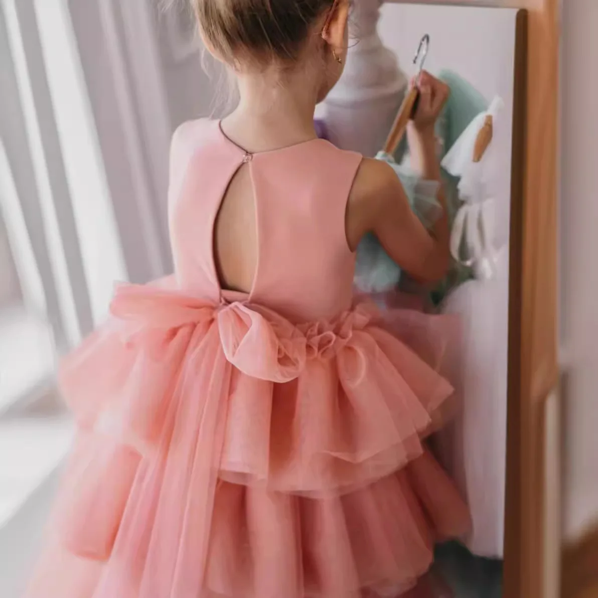 Instagram Fluffy Formal Dress, Stylish Little Ballet Cake Skirt, Sleeveless Backless Girl Princess Skirt