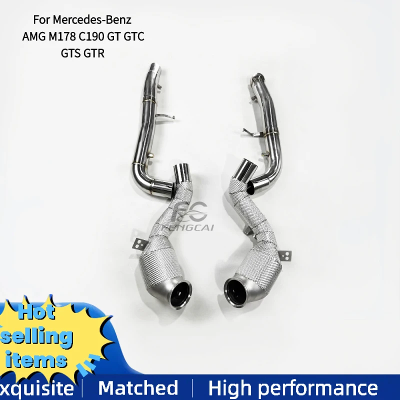 FOR Mercedes-Benz AMG M178 C190 GT GTC GTS GTR Exhaust System Performance Upgrade with Straight or 200 Cell  Downpipe