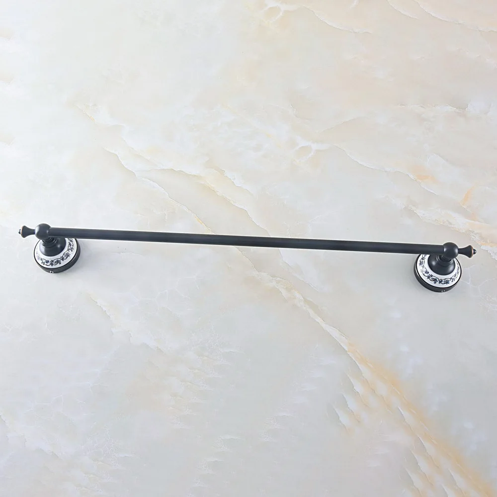 

Black Oil Rubbed Brass Ceramic Base Wall Mounted Bathroom Single Bar Rack Towel Rails Holder 2ba753