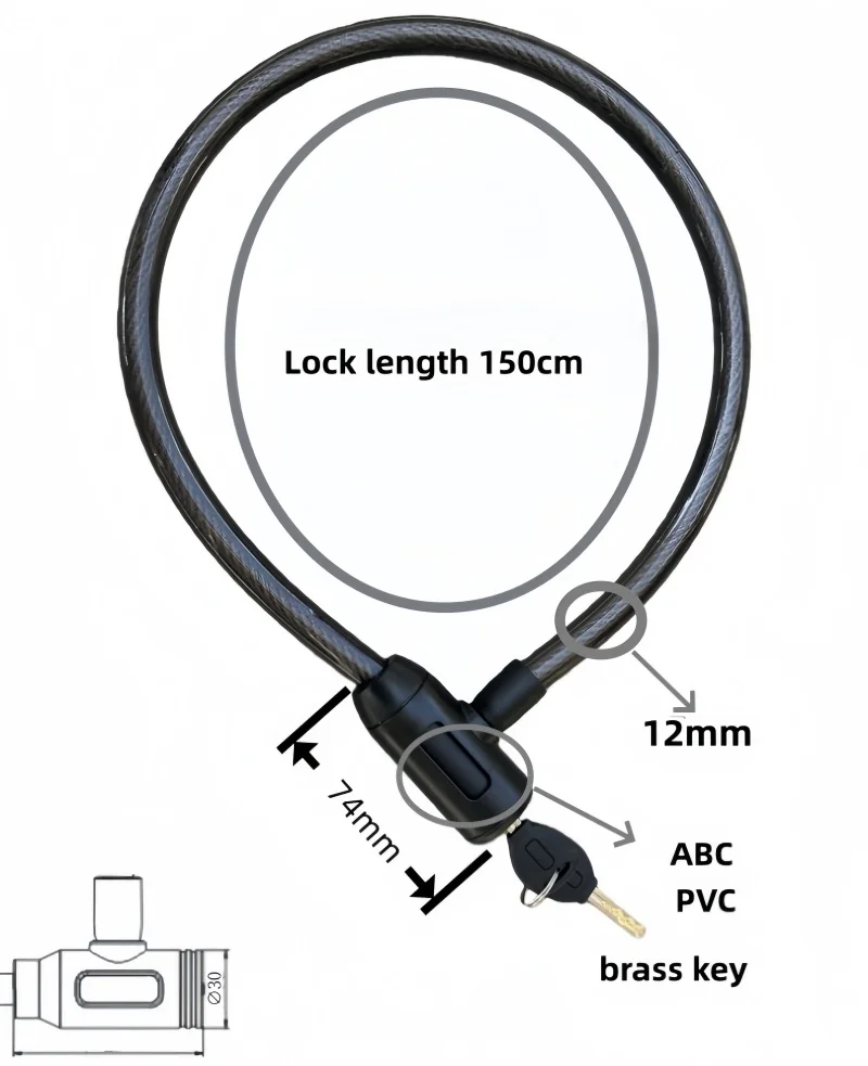 Falante 1.5M Steel Cable Bike Lock for MTB Road Bicycle Motorcycle Electric Scooter Safety Padlock Bicycle Accessories