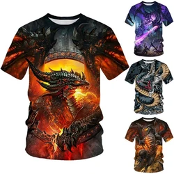 Summer New Cool 3D Dragon Printed Fashion Men's Round Neck Short Sleeve T Shirt Funny Kids T shirt Size100-6XL Oversized